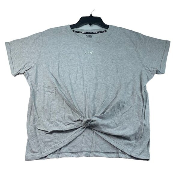 Dkny Tops - DKNY Shirt Womens Size Large Gray Short Sleeve Front Twisted Knot Sport New